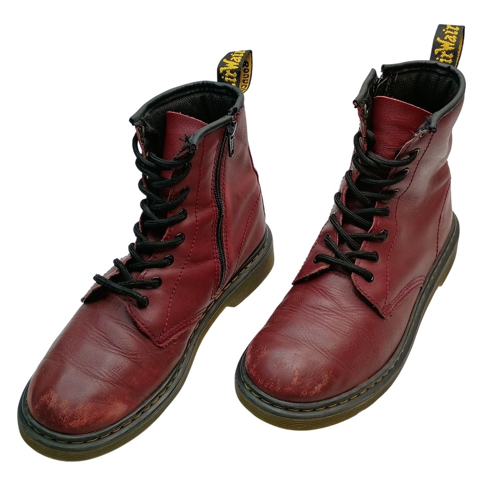 Dr. Martens Boots Womens Size 6 Cherry Red Leather Side Zip 1460Y